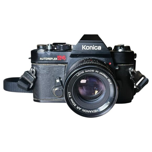 Konica Autoreflex T4 35mm SLR Film Camera w/ Hexanon 50mm F1.7 Lens - Picture 2 of 10